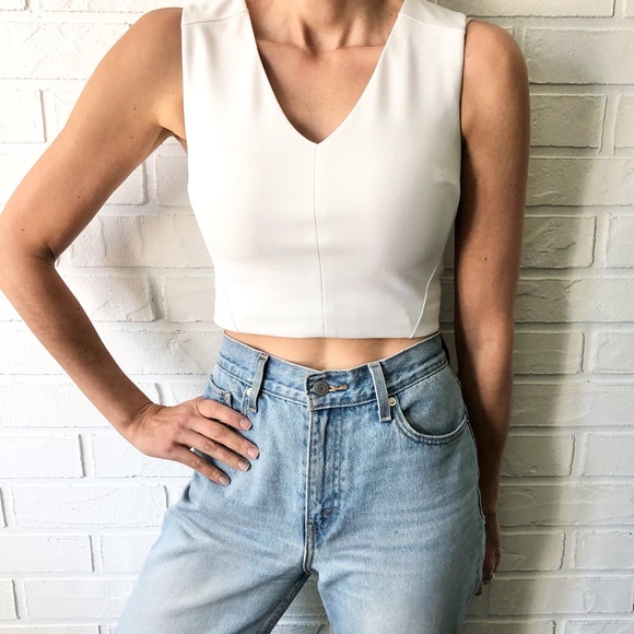 Dynamite Tops - Dynamite white exposed zipper sleeveless crop top